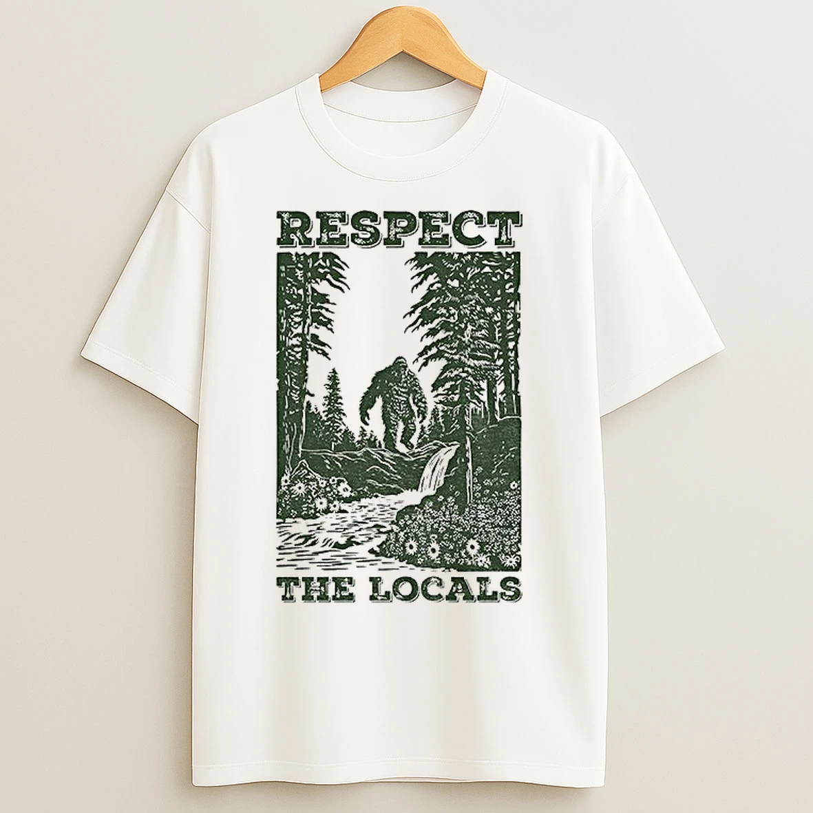 Classic Respect The Locals Big Foot Camping T Shirts