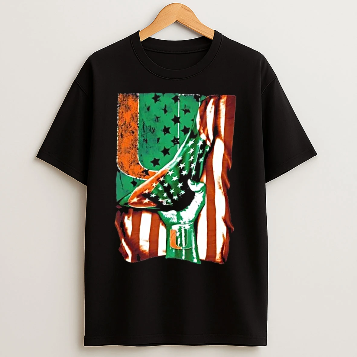 Classic Revealing The Glory Miami Hurricanes X Usa Flag T Shirts