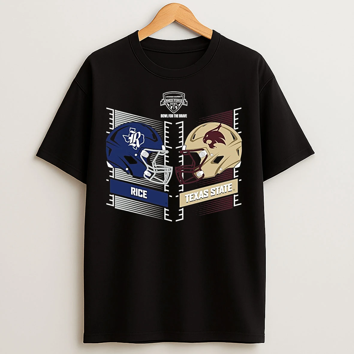 Classic Rice Owls Vs Texas State Bobcats 2026 Armed Forces Bowl Head To Head T Shirts