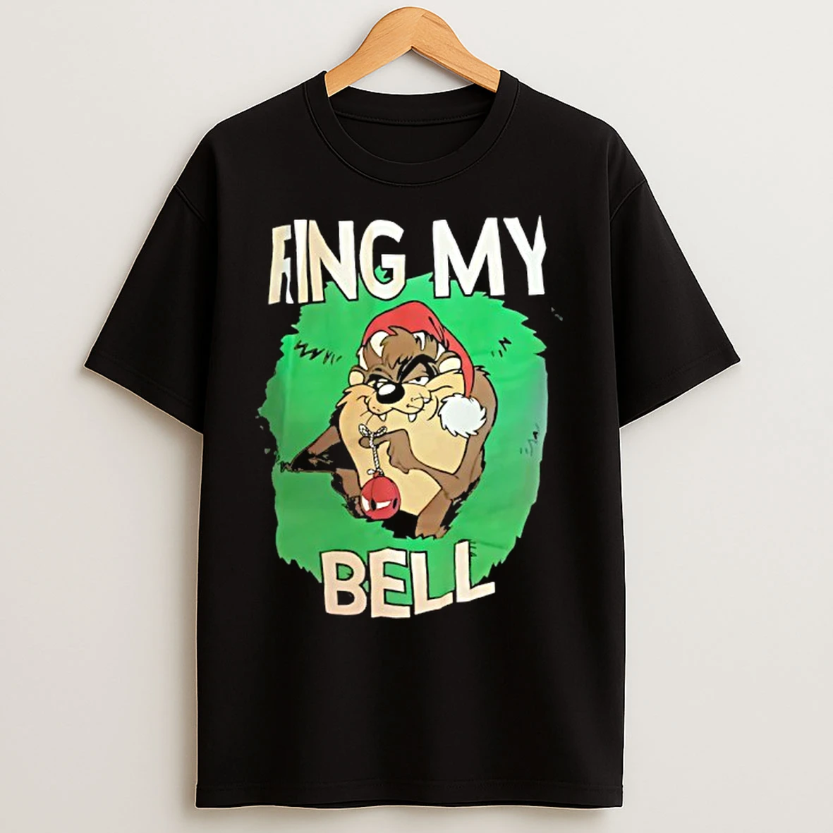 Classic Ring My Bell Looney Tunes Tasmanian Devil Christmas T Shirts