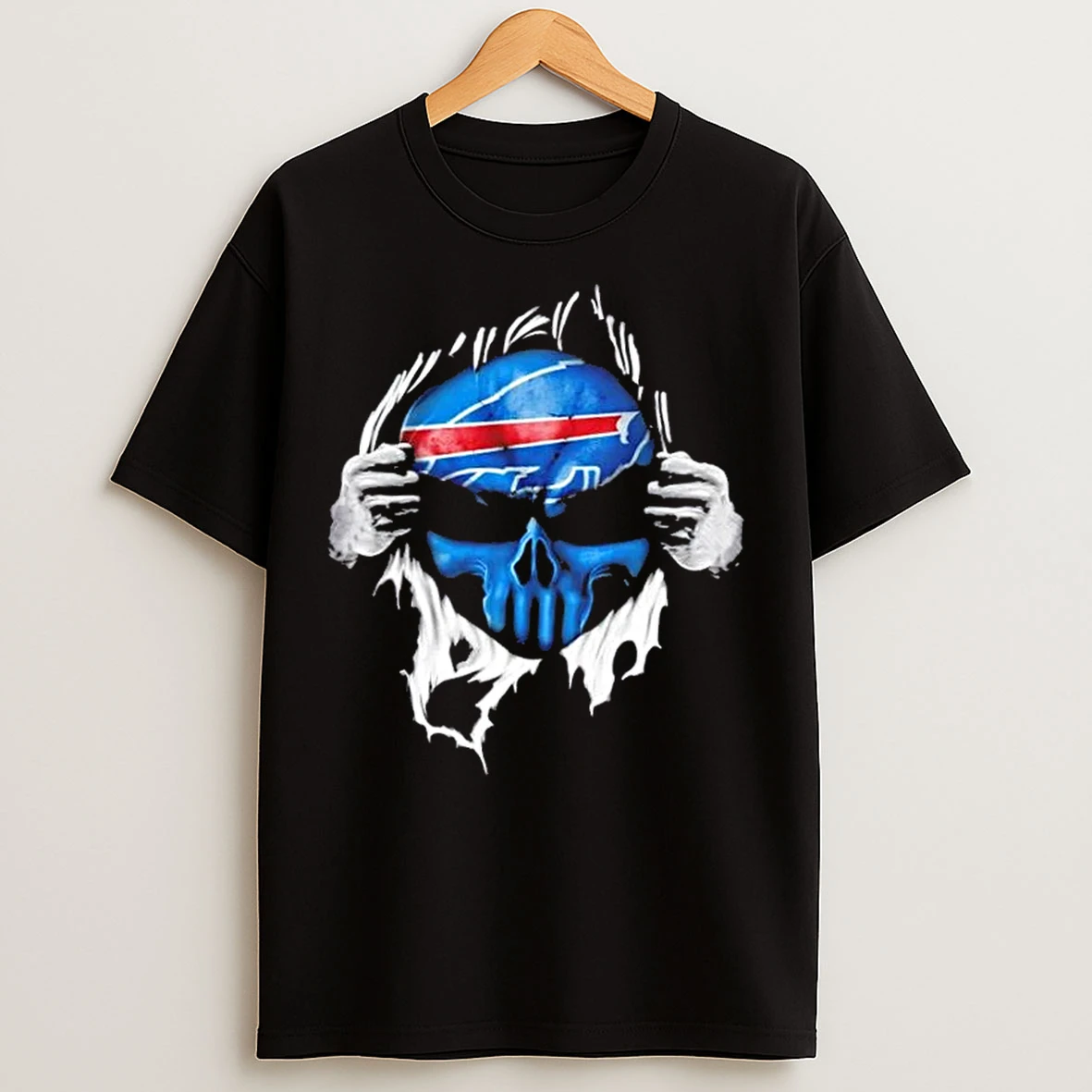 Classic Ripped From The Chest Skull Deep Buffalo Bills Till The Grave T Shirts