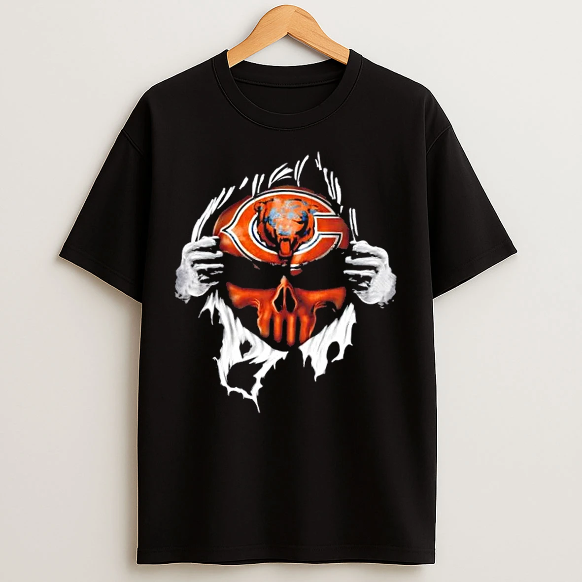 Classic Ripped From The Chest Skull Deep Chicago Bears Till The Grave T Shirts