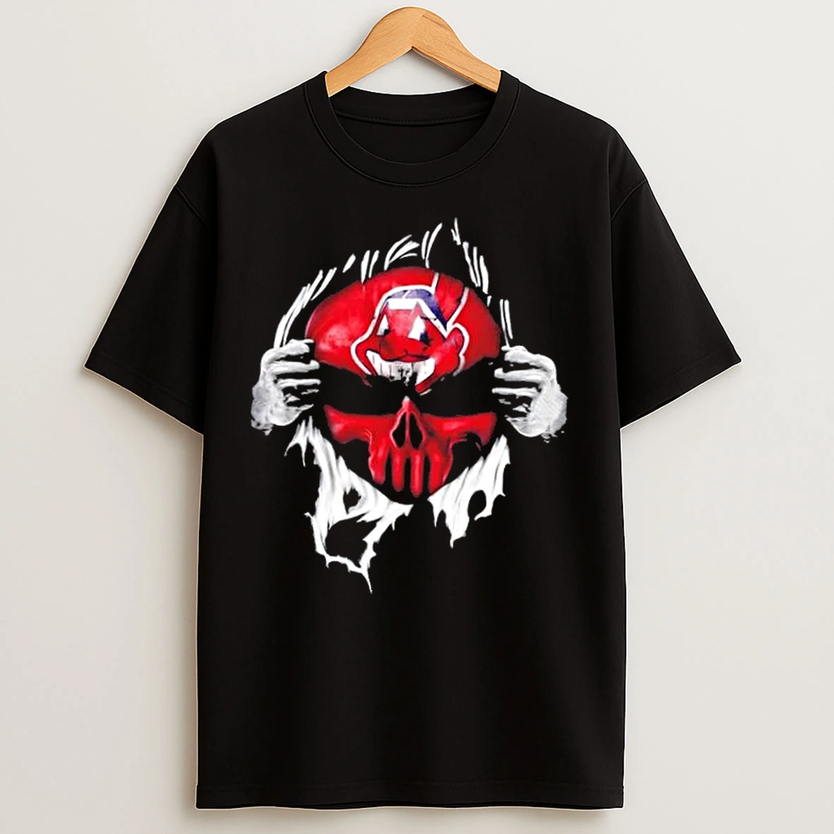 Classic Ripped From The Chest Skull Deep Cleveland Indians Till The Grave T Shirts