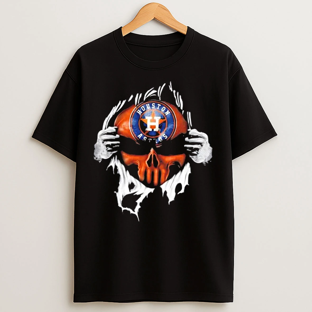 Classic Ripped From The Chest Skull Deep Houston Astros Till The Grave T Shirts