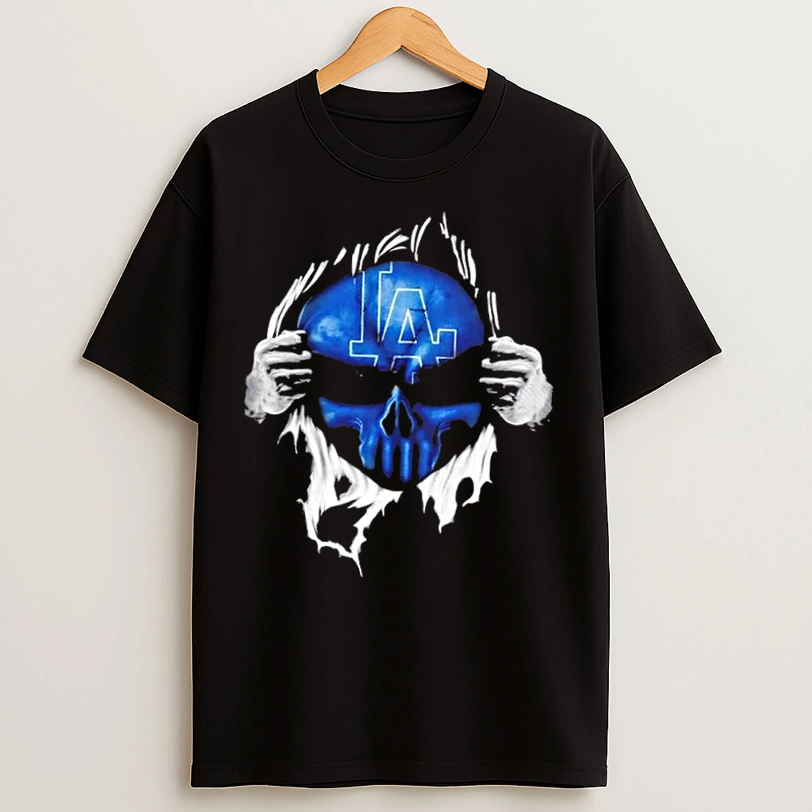 Classic Ripped From The Chest Skull Deep Los Angeles Dodgers Till The Grave T Shirts