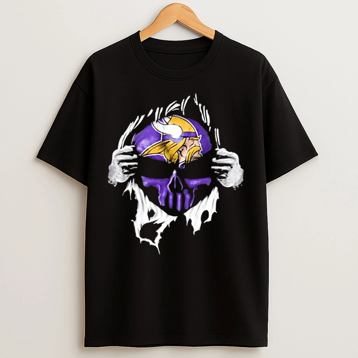 Classic Ripped From The Chest Skull Deep Minnesota Vikings Till The Grave T Shirts