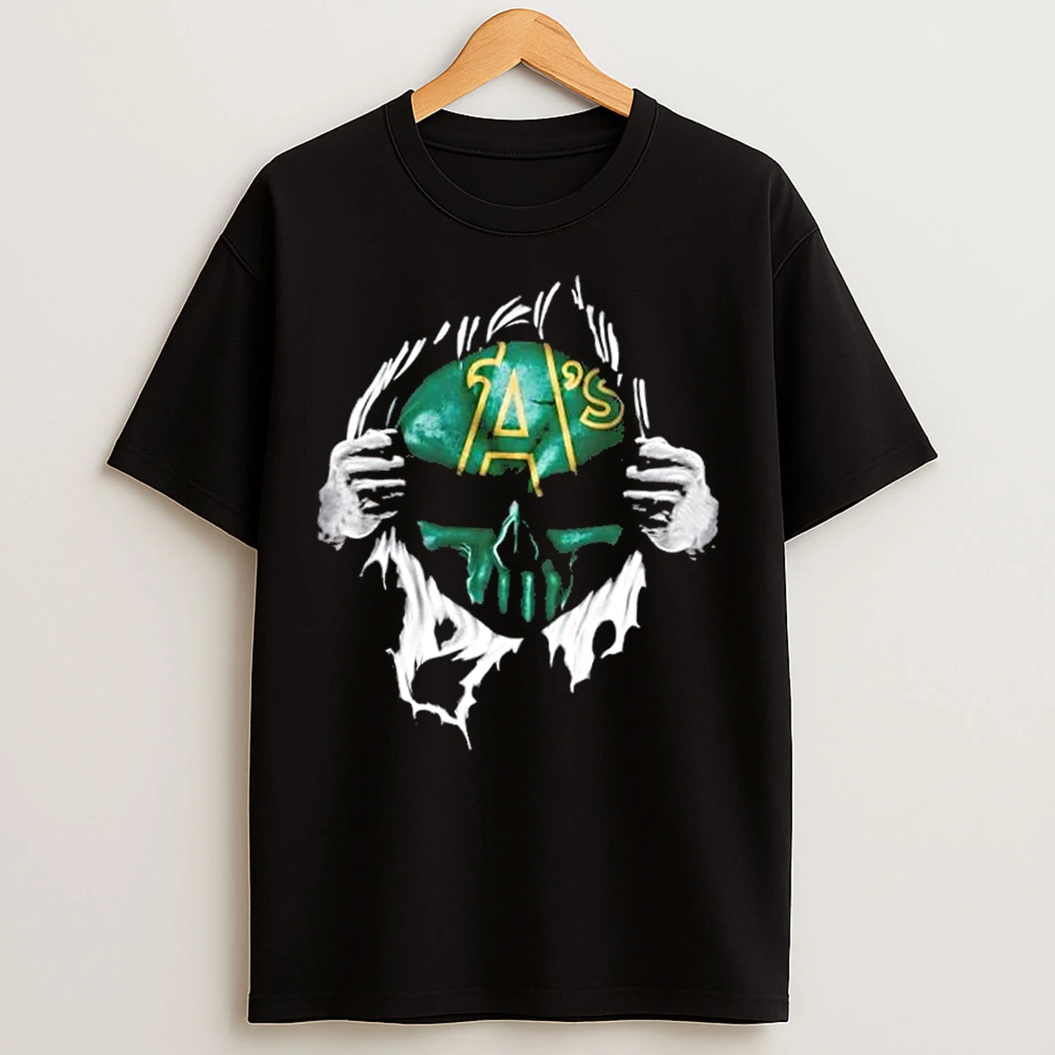 Classic Ripped From The Chest Skull Deep Oakland Athletics Till The Grave T Shirts