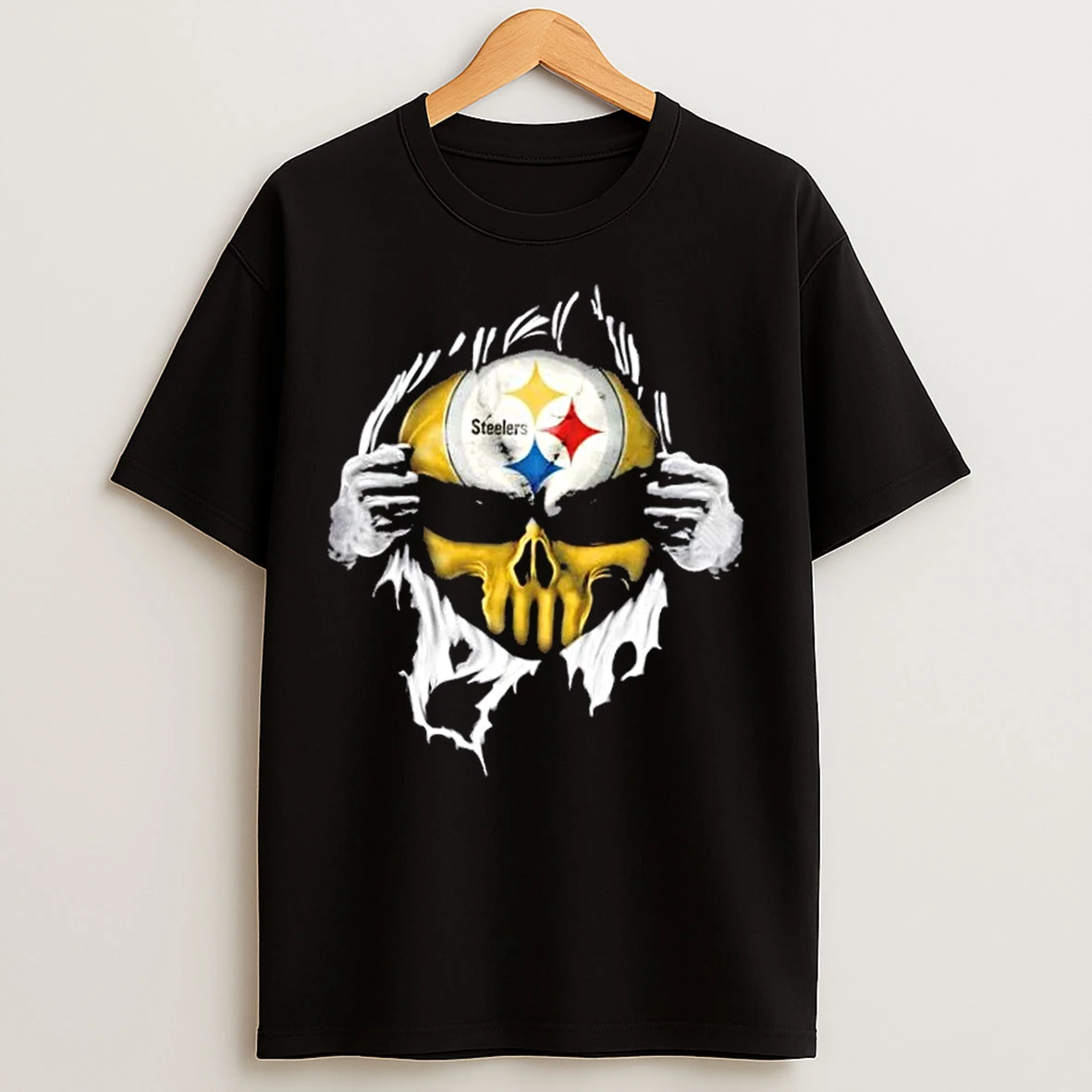 Classic Ripped From The Chest Skull Deep Pittsburgh Steelers Till The Grave T Shirts