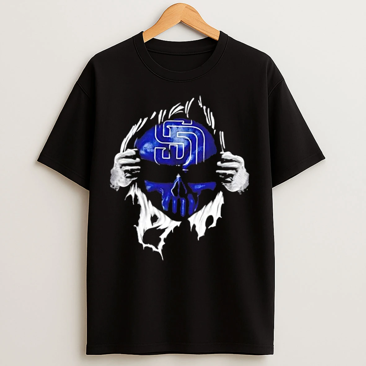 Classic Ripped From The Chest Skull Deep San Diego Padres Till The Grave T Shirts