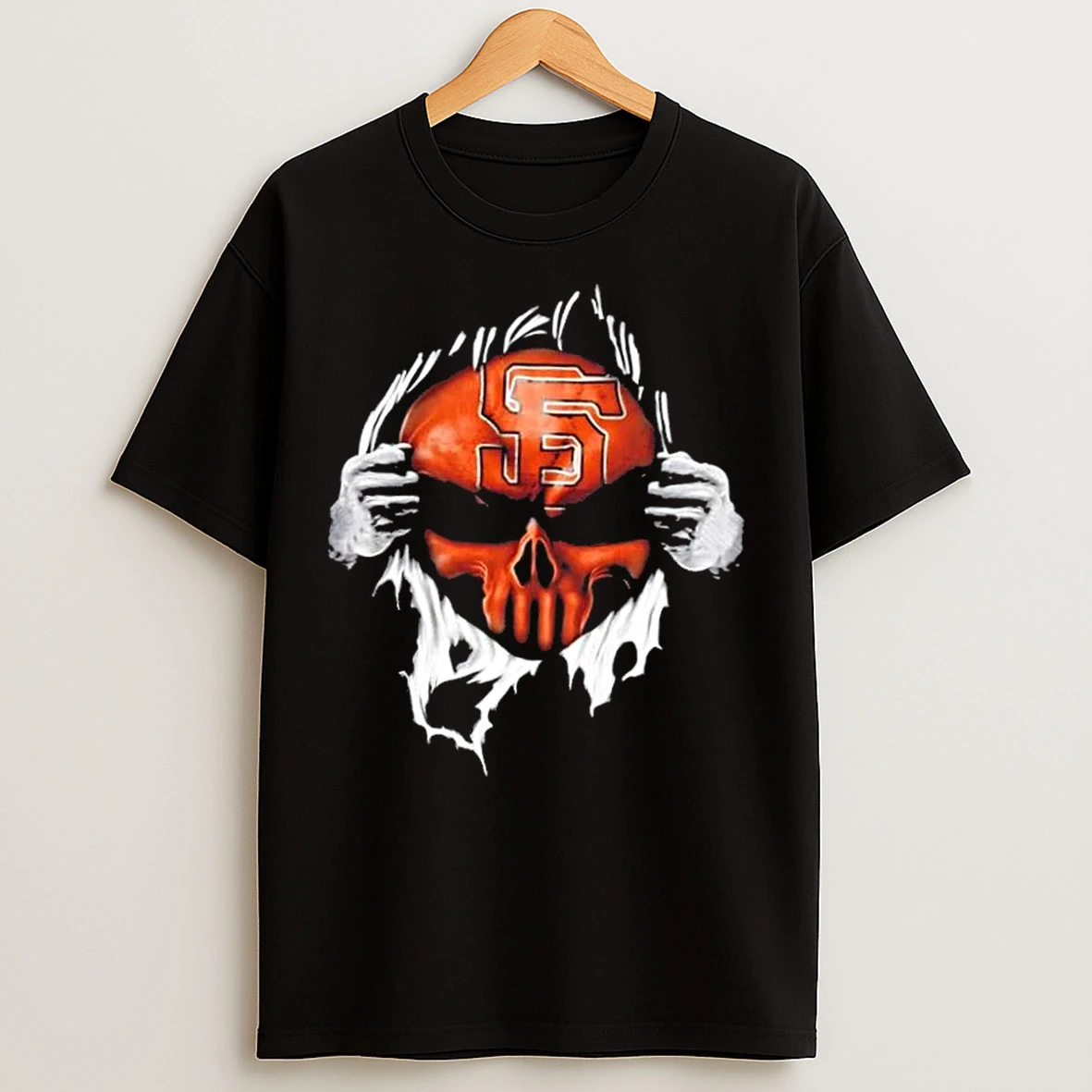 Classic Ripped From The Chest Skull Deep San Francisco Giants Till The Grave T Shirts
