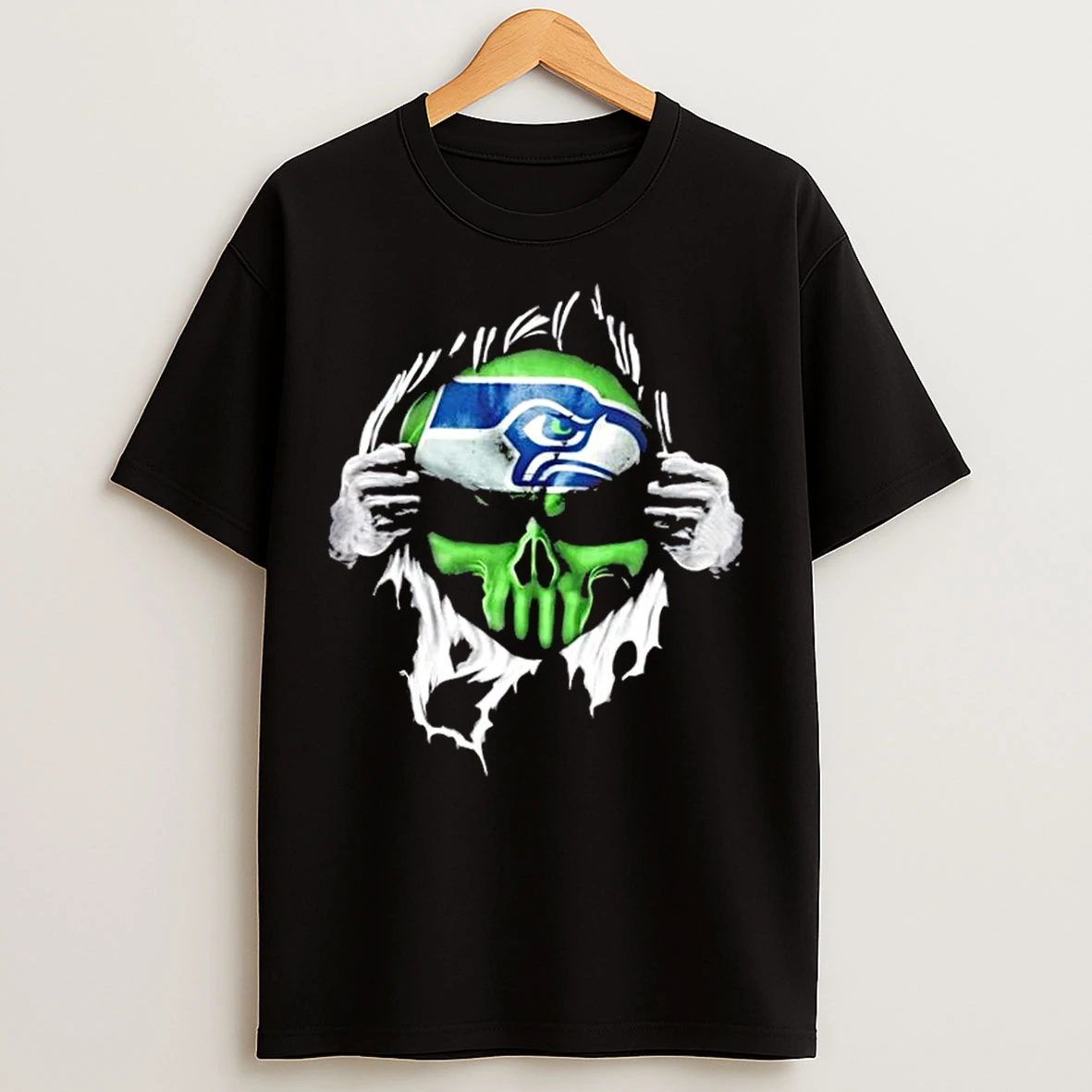 Classic Ripped From The Chest Skull Deep Seattle Seahawks Till The Grave T Shirts