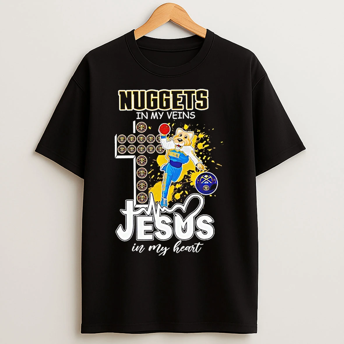 Classic Rocky The Mountain Lion Denver Nuggets In My Veins Jesus In My Heart T Shirts