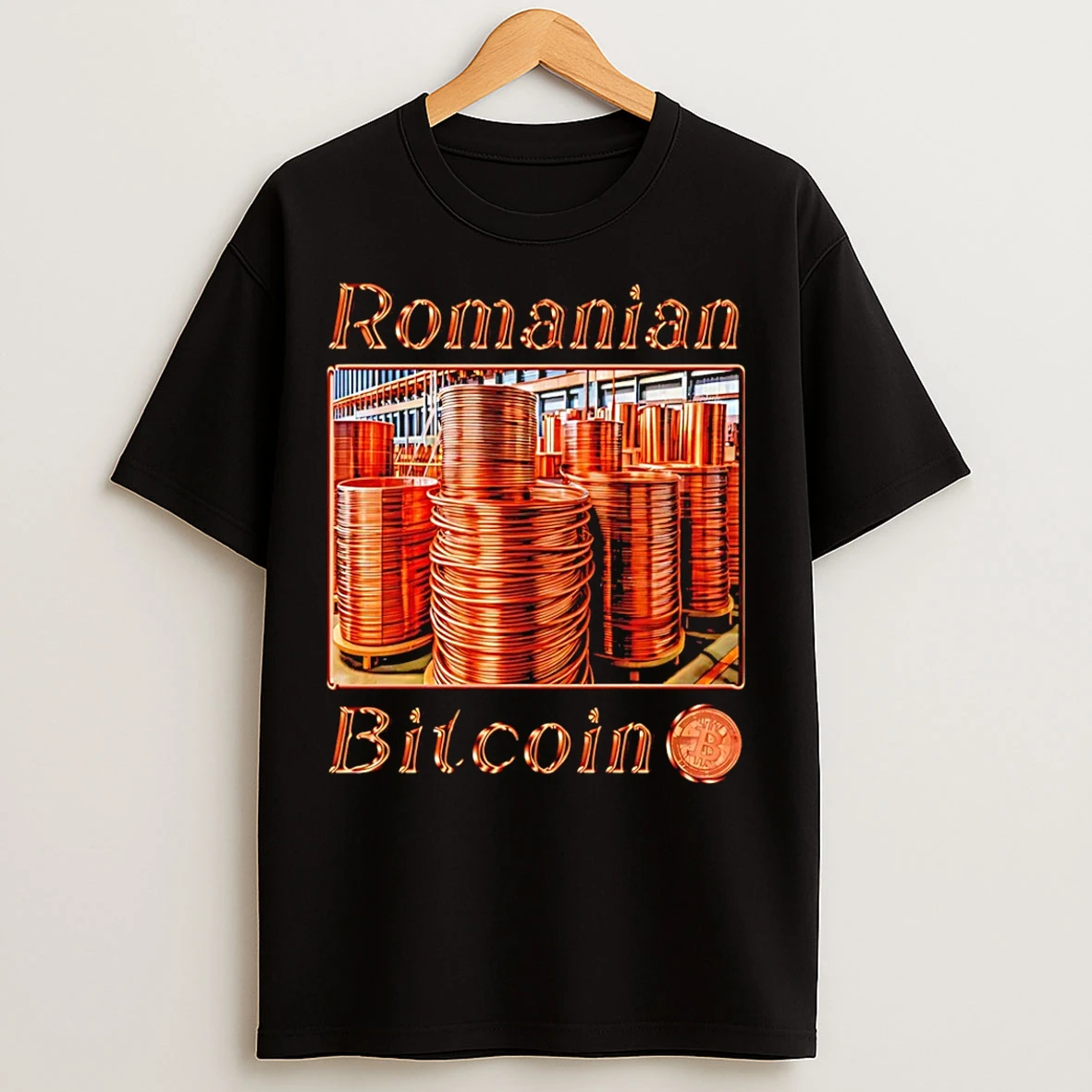 Classic Romanian Bitcoin Brass T Shirts