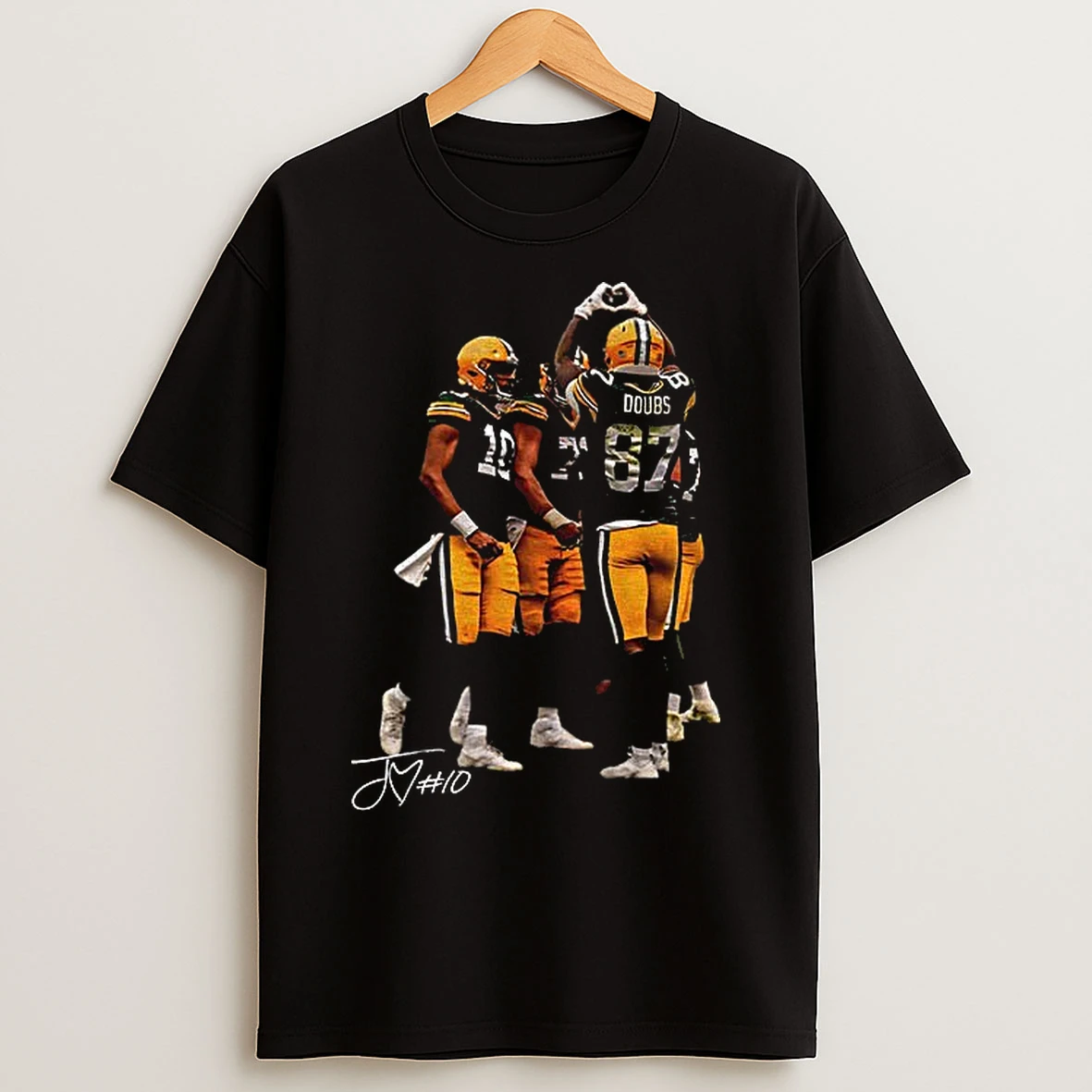 Classic Romeo Doubs And Jordan Love Green Bay Packers Football Nfl Love Hands Sign Signature T Shirts