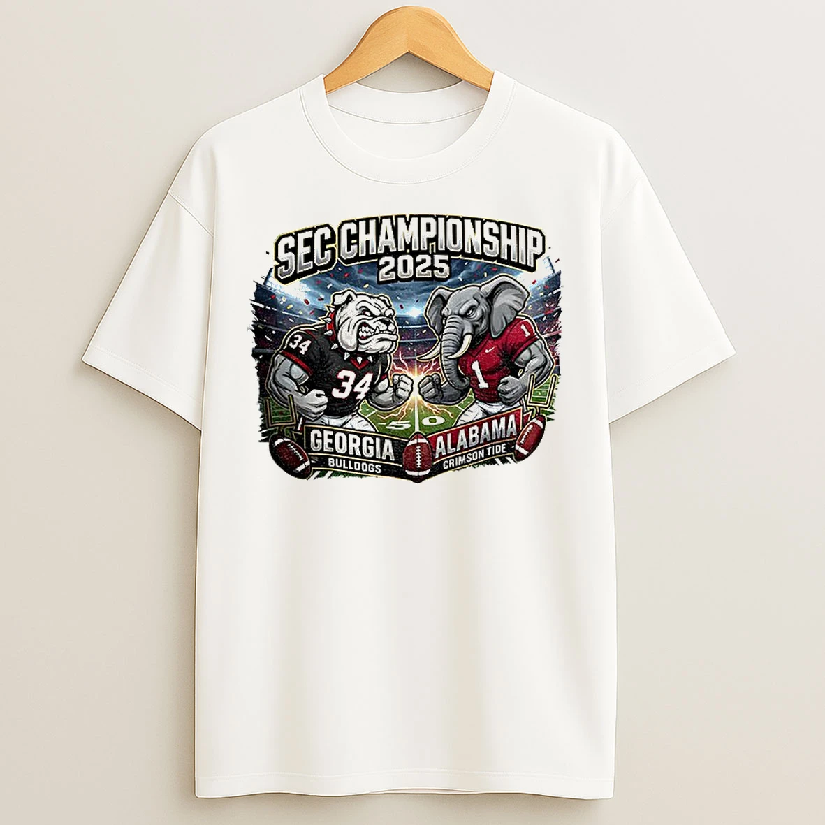 Classic Sec Championship 2025 Georgia Bulldogs And The Alabama Crimson Tide In A Bold Mascot T Shirts