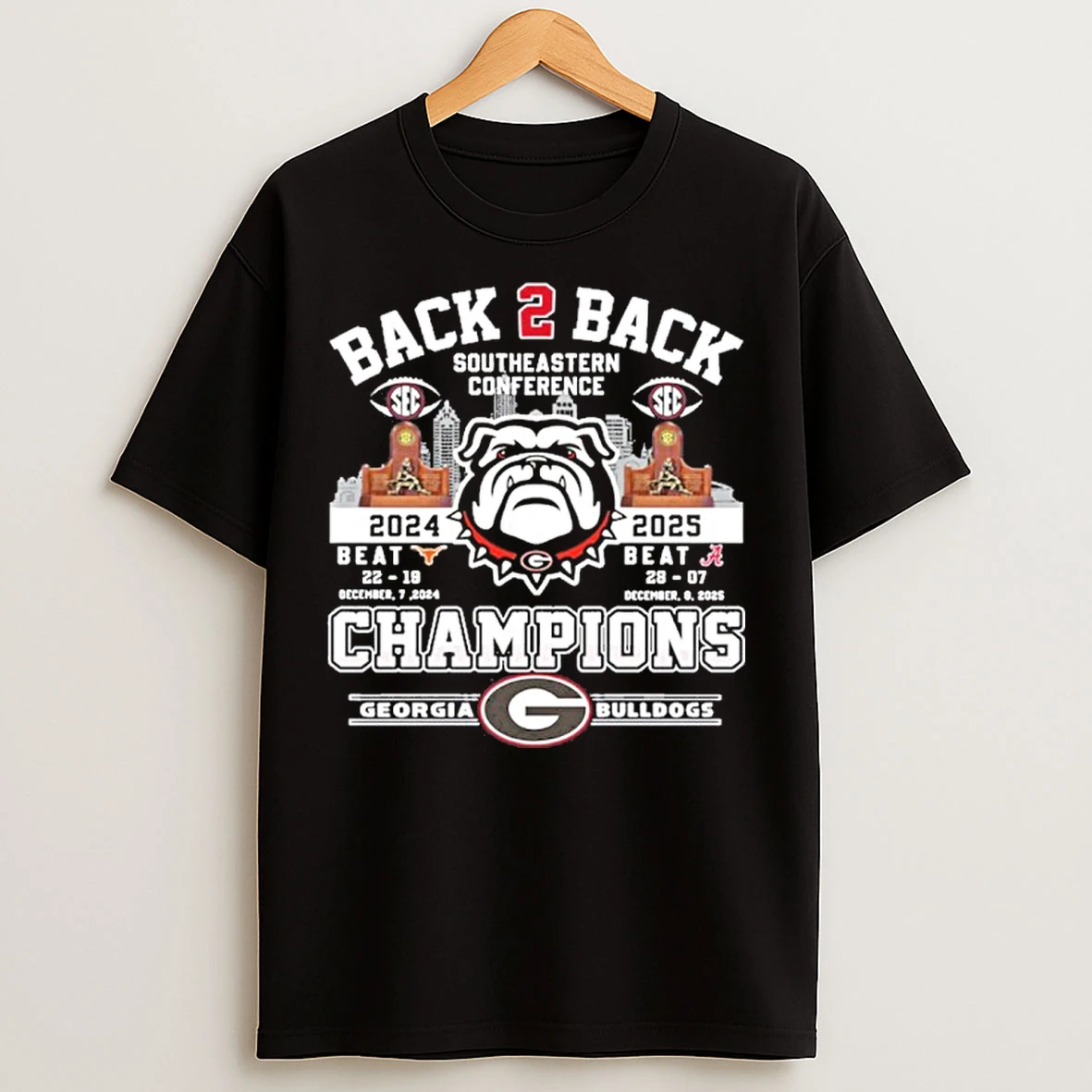 Classic Sec Football Back 2 Back Champions Georgia Bulldogs T Shirts