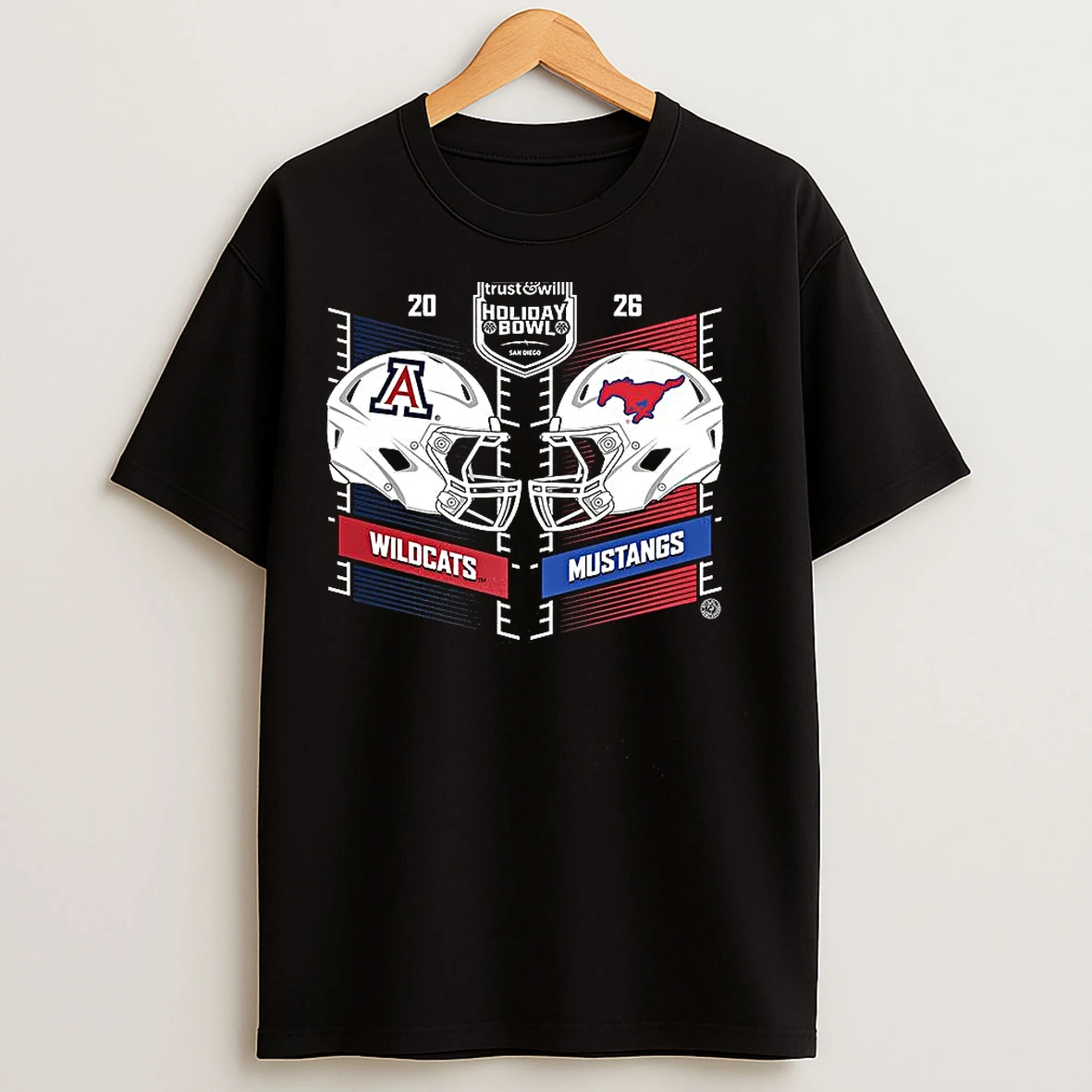 Classic Smu Mustangs Vs Arizona Wildcats 2025 Holiday Bowl Helmet T Shirts