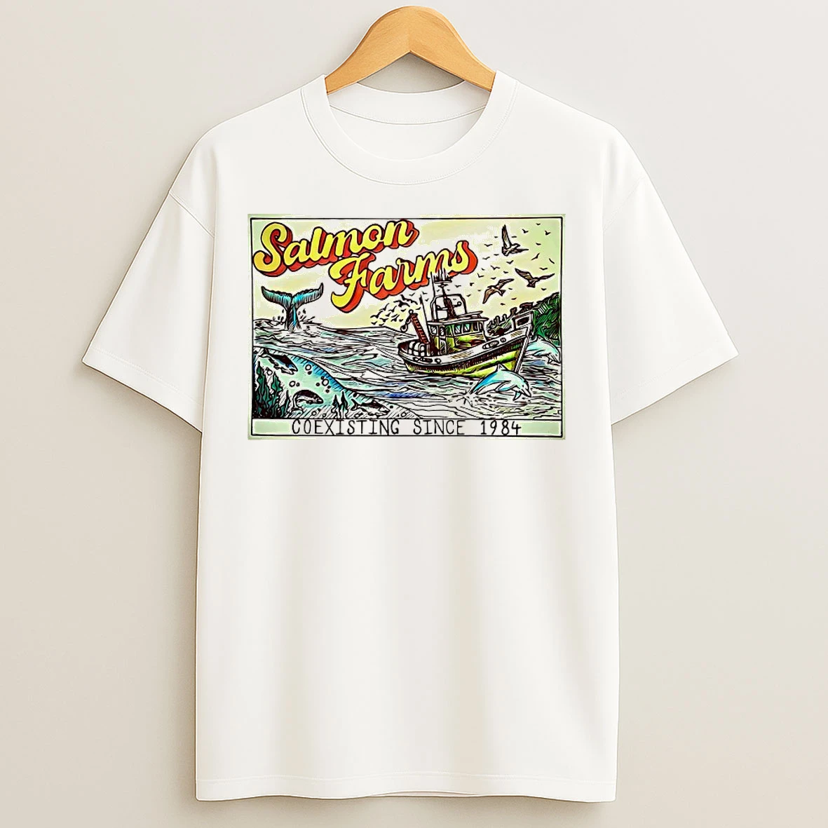 Classic Salmon Farms Coexisting Since 1984 T Shirts