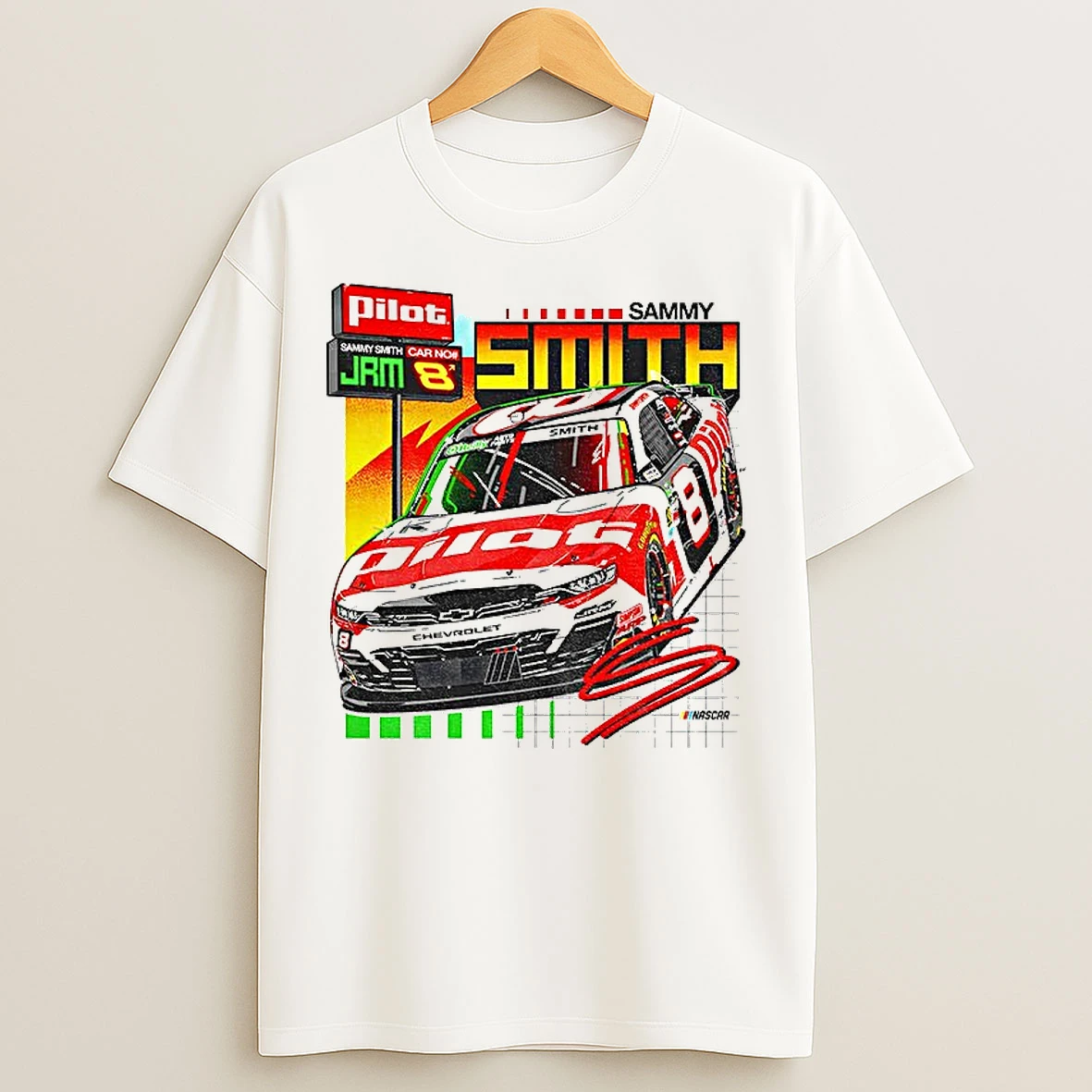 Classic Sammy Smith Nascar Pilot Jrm Car No 8 Chevrolet Racing T Shirts