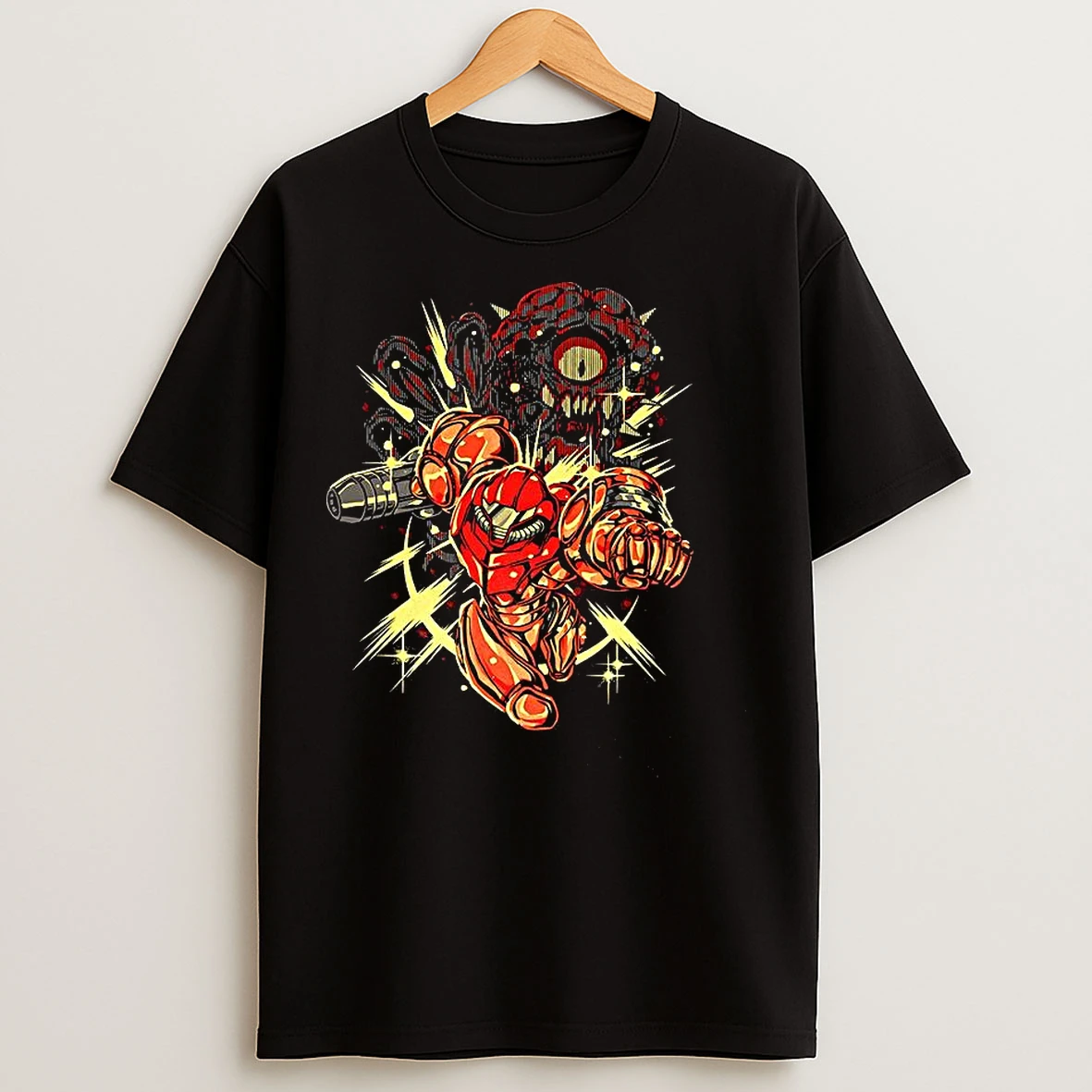 Classic Samus Aran Vs Mother Brain Metroid Video Game Glow Of Hope T Shirts