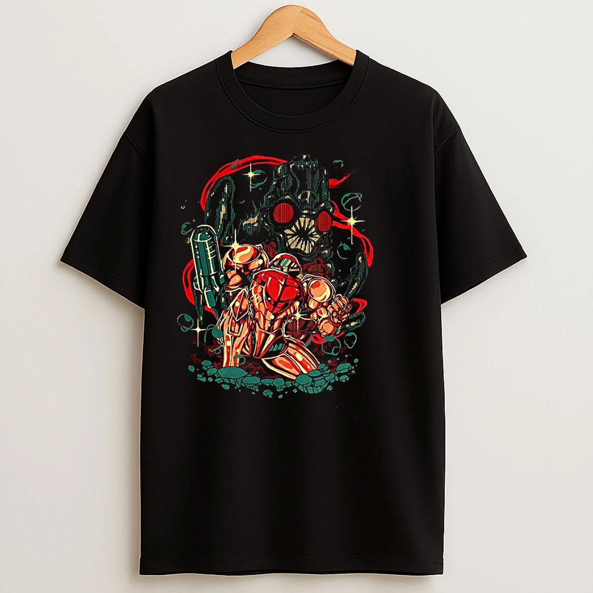 Classic Samus Aran Vs Mother Brain Metroid Video Gamein The Depths T Shirts