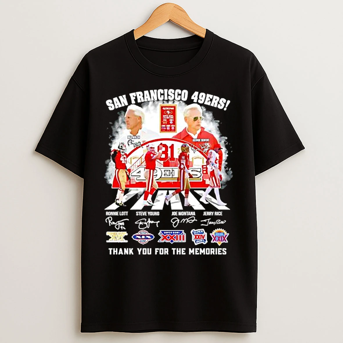 Classic San Francisco 49ers 81 Season Thank You For The Memories Signatures T Shirts