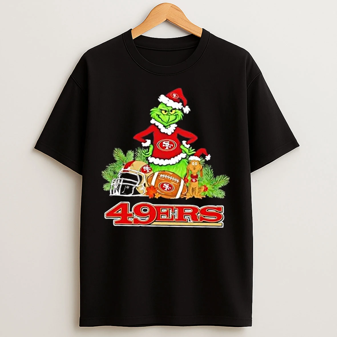 Classic San Francisco 49ers Football X Grinch And Max Dog Merry Christmas T Shirts