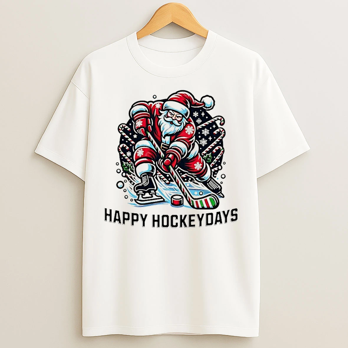 Classic Santa Claus Happy Hockeydays T Shirts