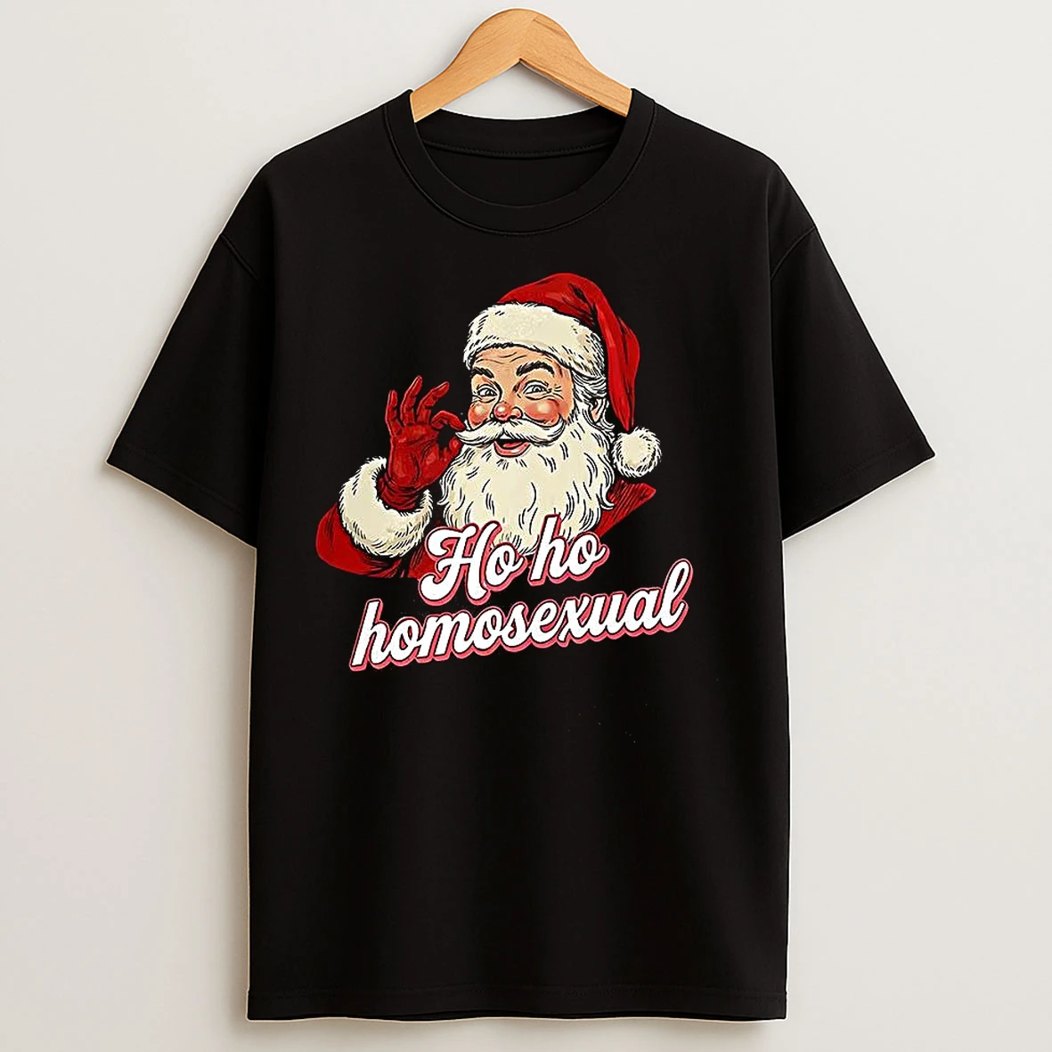 Classic Santa Claus Ho Ho Homosexual Merry Christmas T Shirts