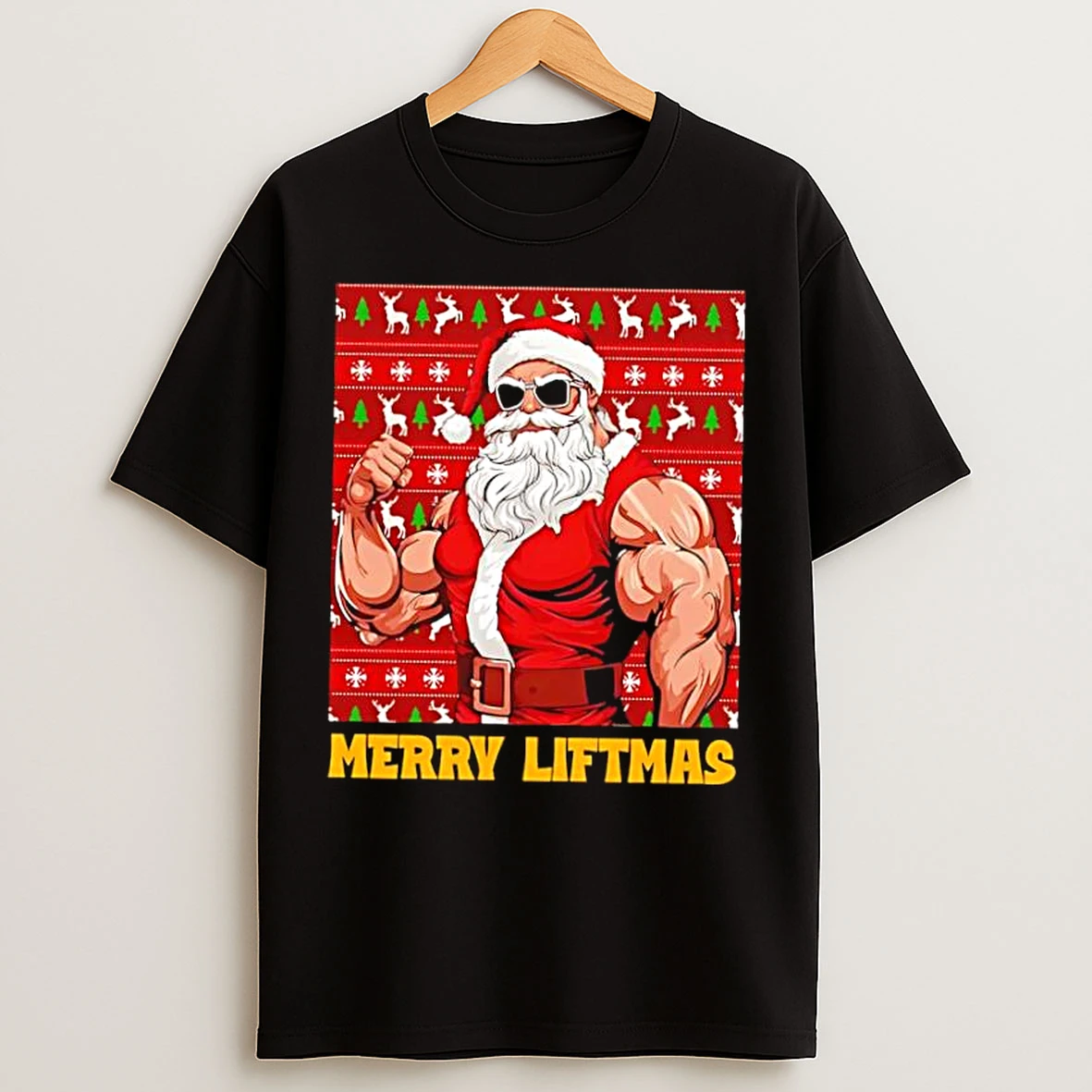 Classic Santa Claus Merry Liftmas T Shirts