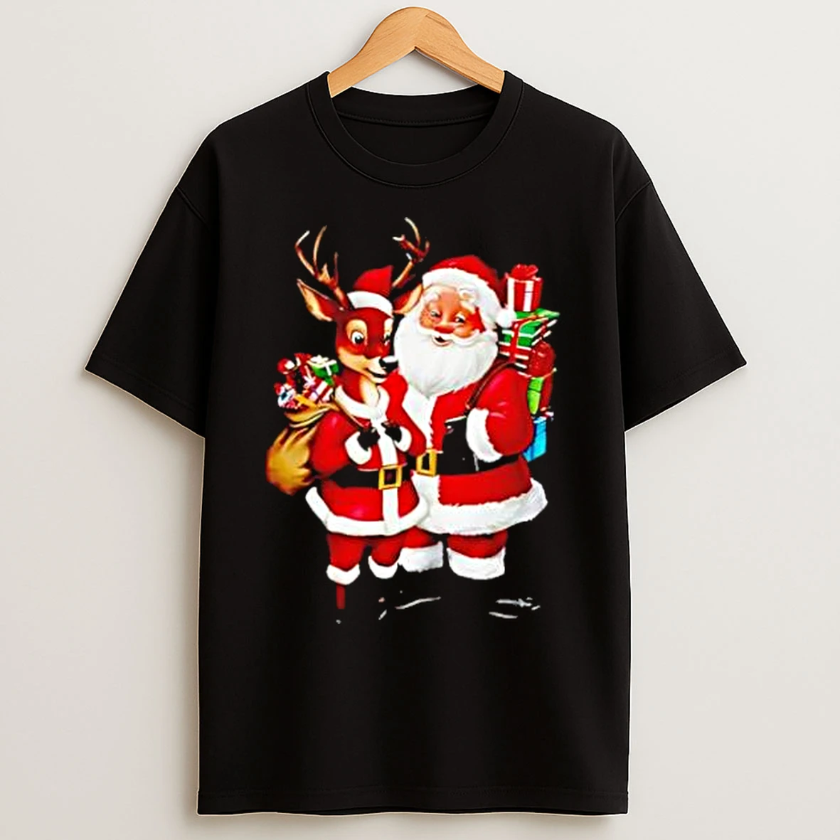 Classic Santa Claus Reindeer Character Christmas Stylish T Shirts