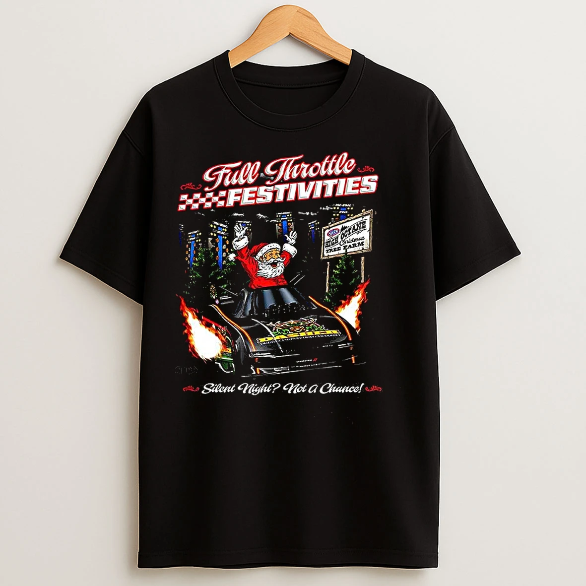 Classic Santa Full Throttle Festivities Christmas T Shirts