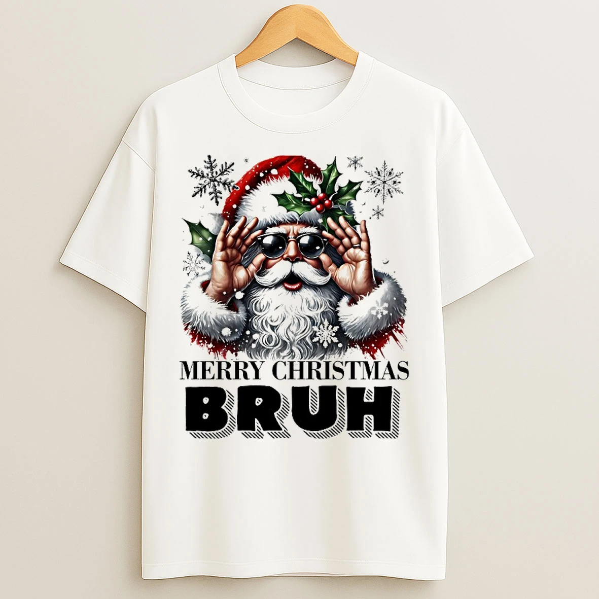 Classic Santa Merry Christmas Bruh T Shirts