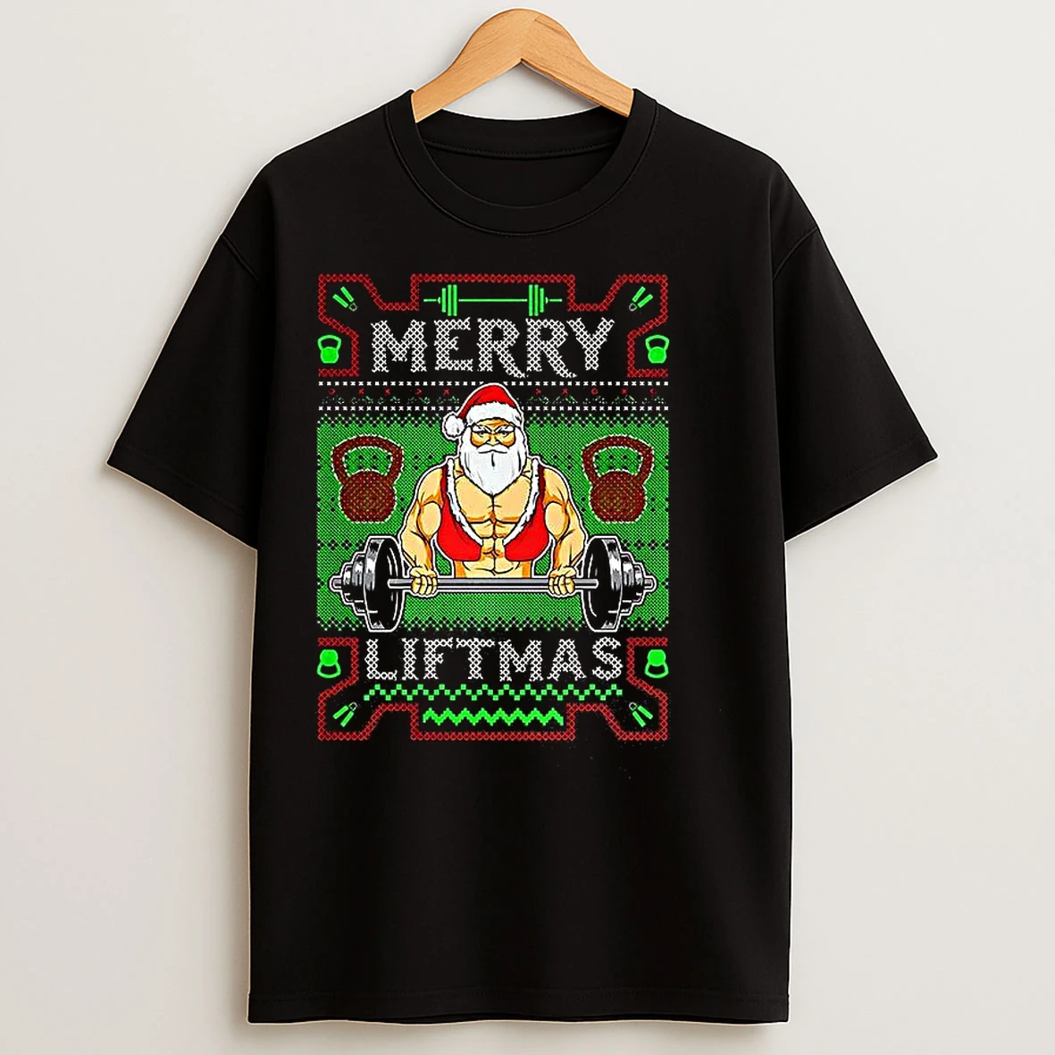 Classic Santa Merry Liftmas Strength Christmas T Shirts