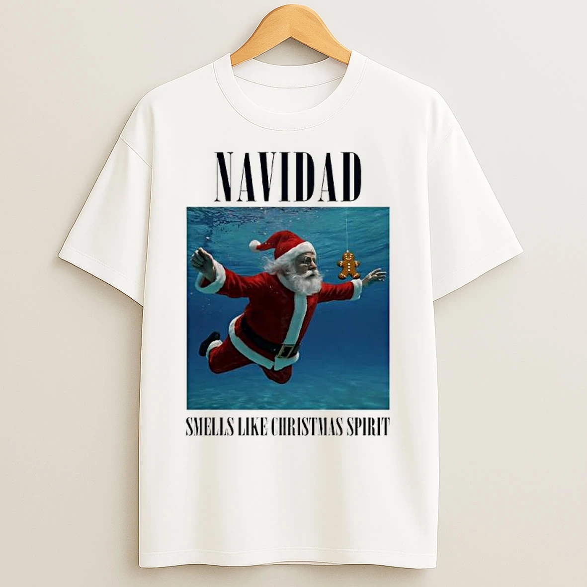 Classic Santa Navidad Smells Like Christmas Spirit Nirvana Parody T Shirts