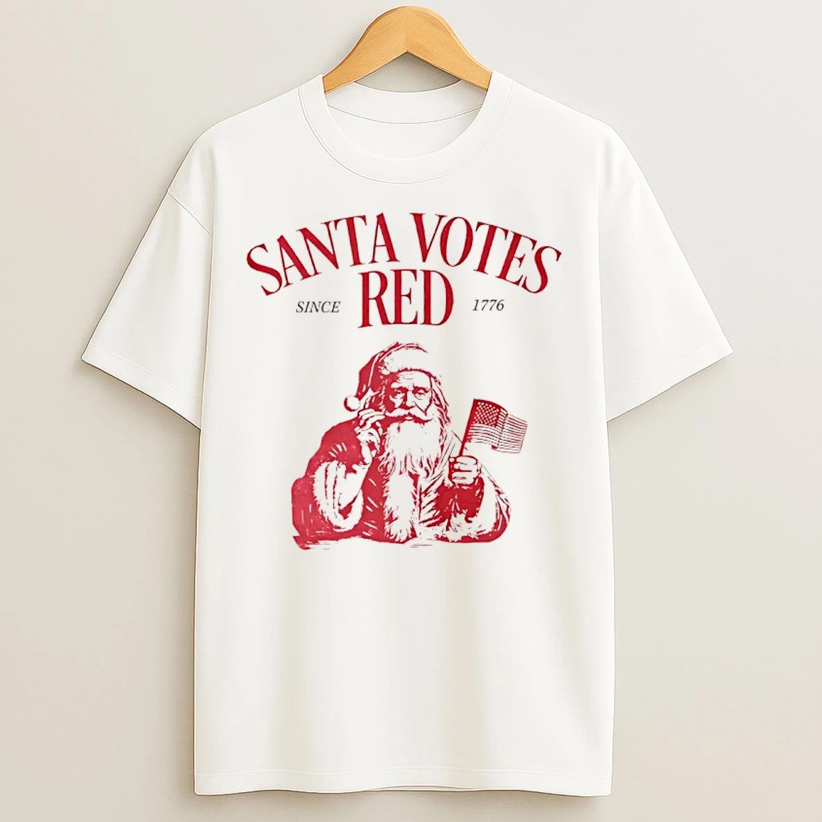 Classic Santa Votes Red Since 1776 Christmas T Shirts