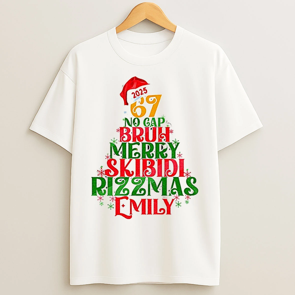 Classic Santa Hat 67 No Cap Bruh Mery Skibidi Rizzmas Emily Merry Christmas T Shirts