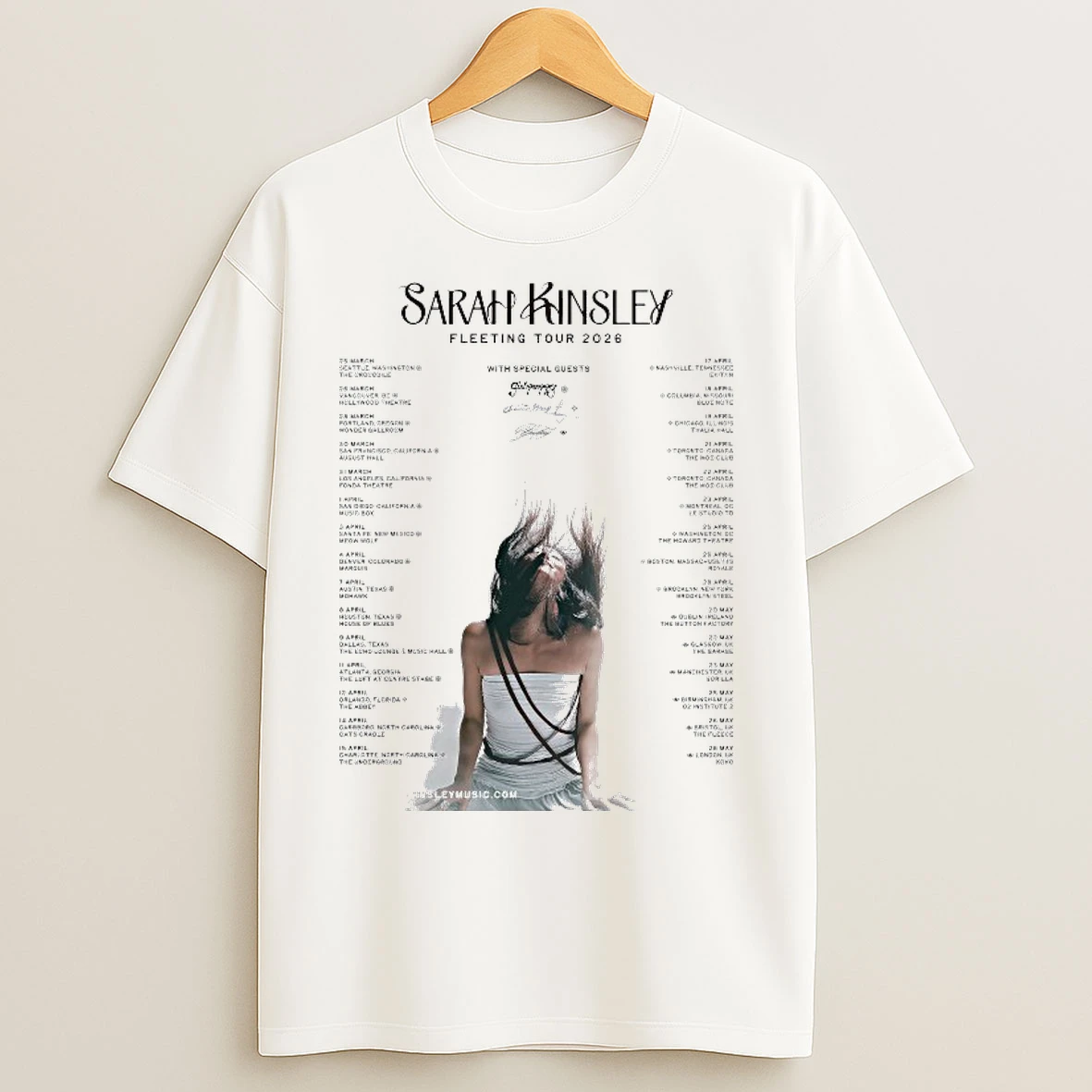 Classic Sarah Kinsley The Fleeting Tour 2026 Tour Dates T Shirts