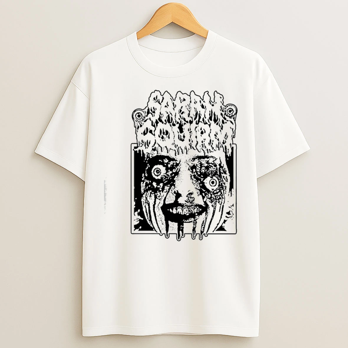 Classic Sarah Squirm Metal Face Horror T Shirts