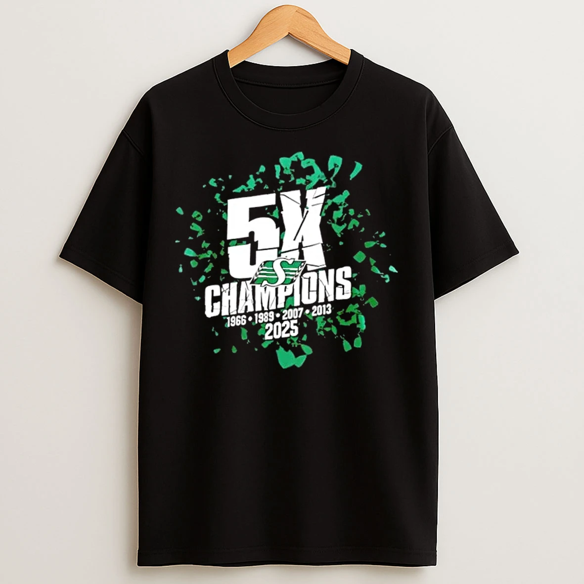 Classic Saskatchewan Roughriders 2025 Grey Cup 5x Champions T Shirts