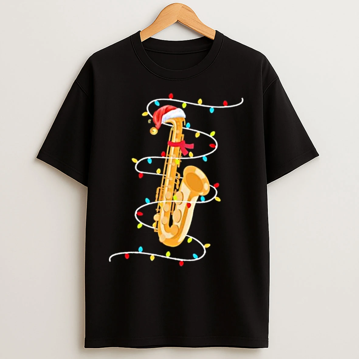 Classic Saxophone Christmas Lights Stylish T Shirts