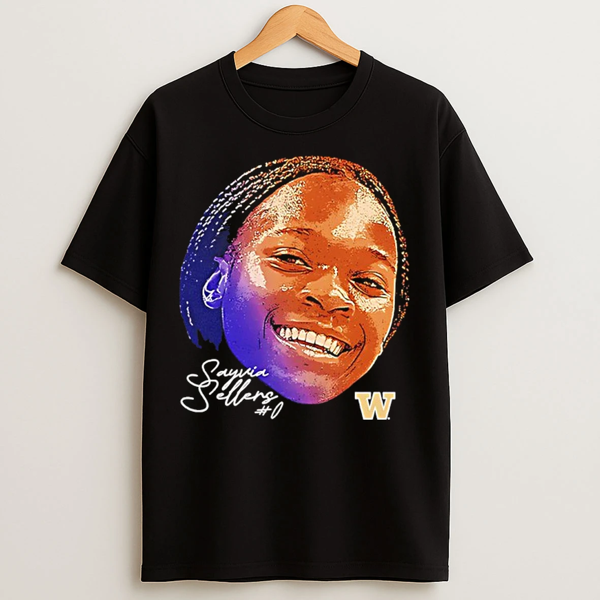 Classic Sayvia Sellers Washington Basketball Game Face T Shirts