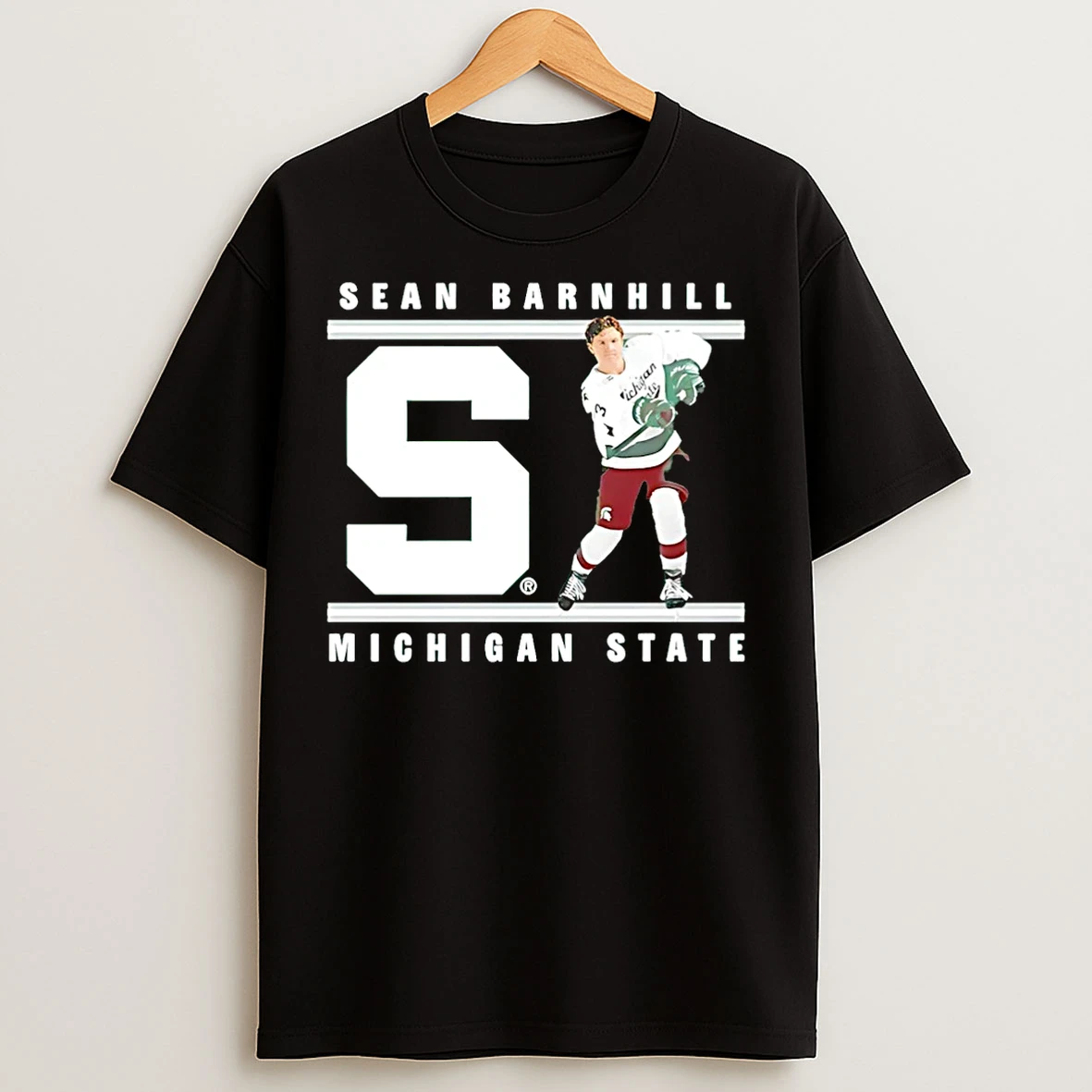 Classic Sean Barnhill Michigan State Hockey Illustrated Christmas T Shirts