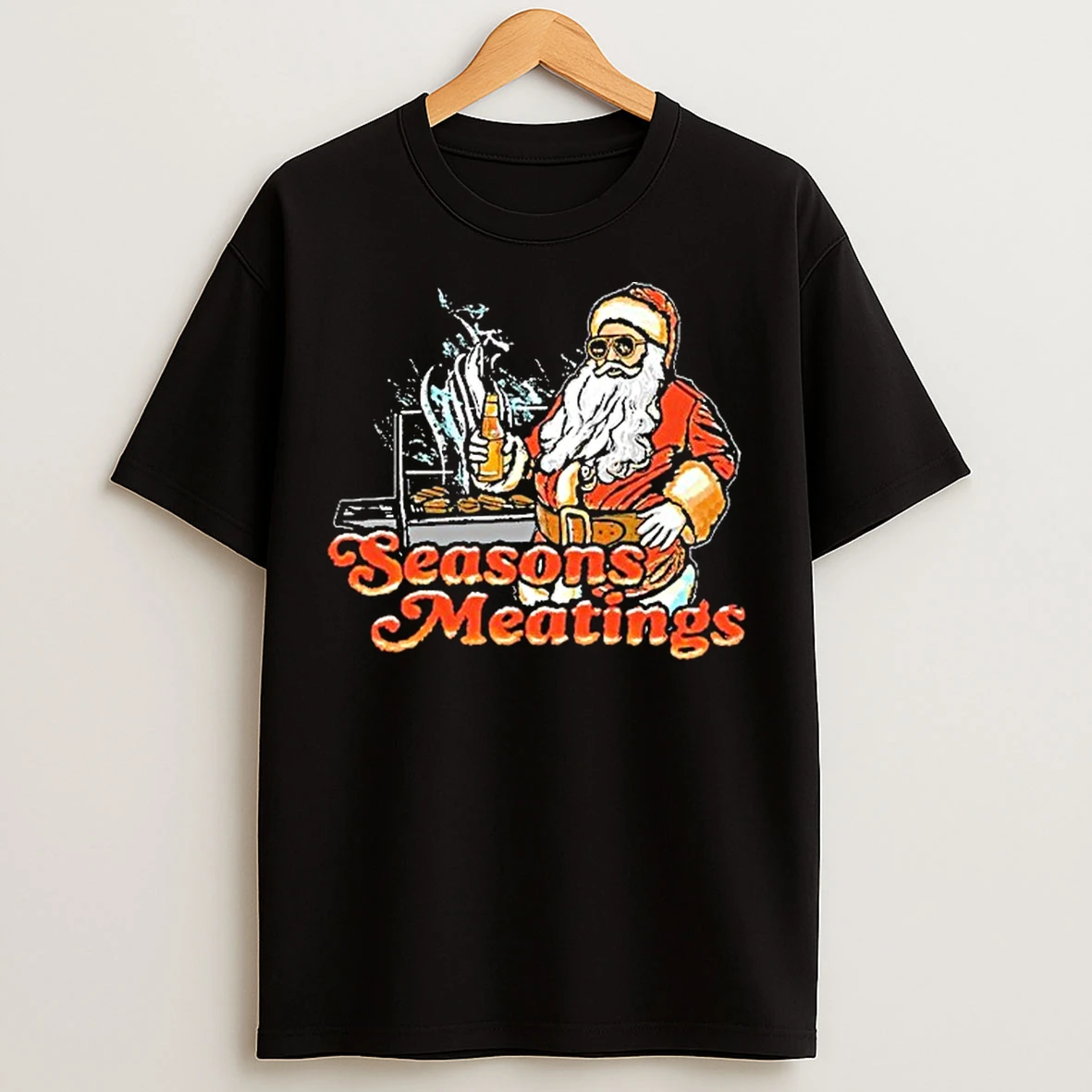 Classic Seasons Meatings Santa Bbq Beer Merry Christmas T Shirts
