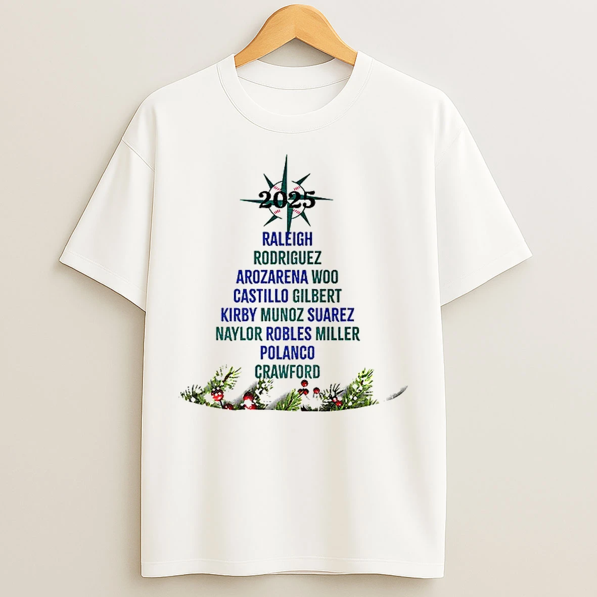 Classic Seattle Mariners Player Tree 2025 Christmas T Shirts