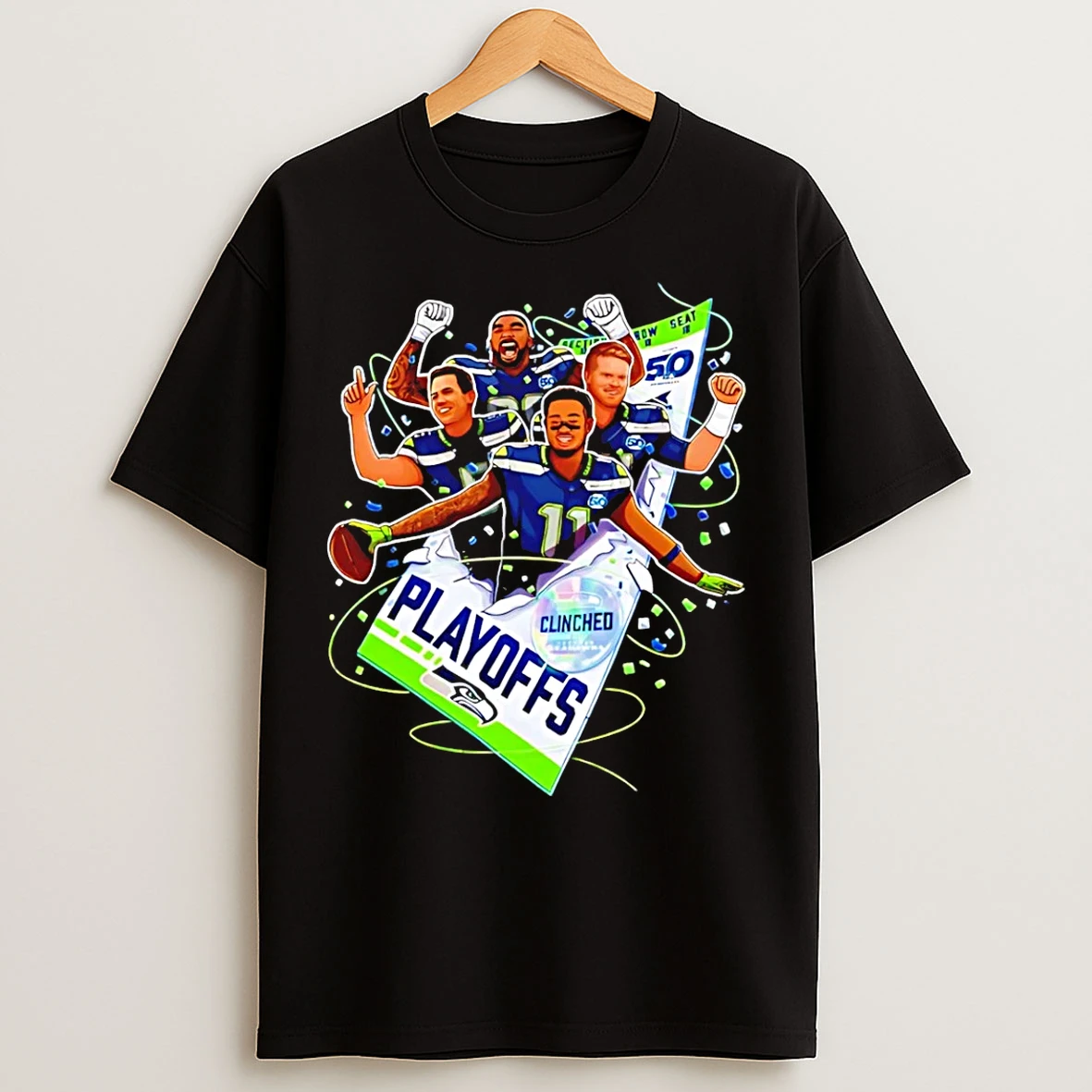 Classic Seattle Seahawks 2025 Nfl Playoffs Clinched Season Victory T Shirts