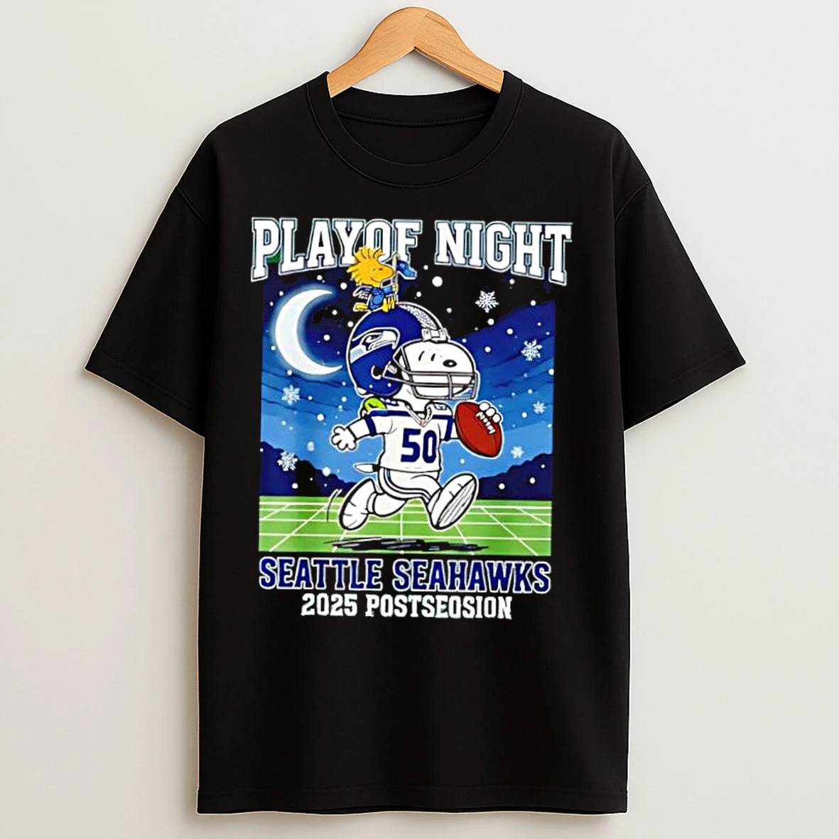 Classic Seattle Seahawks Football Playoff Night Snoopy Peanuts Style T Shirts
