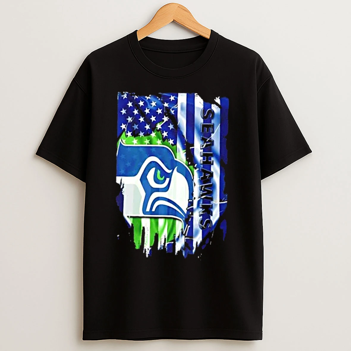 Classic Seattle Seahawks Football X American Flag T Shirts