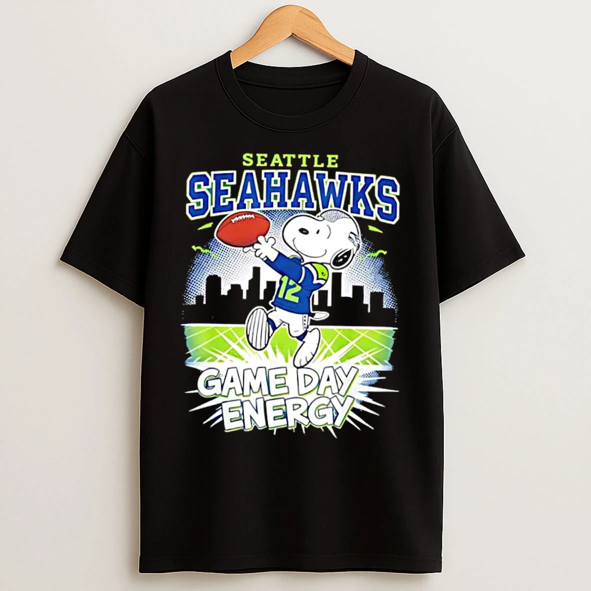 Classic Seattle Seahawks Game Day Energy Snoopy Peanuts Football T Shirts