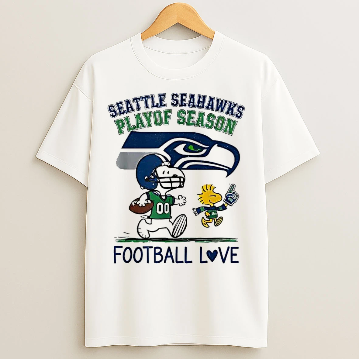 Classic Seattle Seahawks Playoff Season Snoopy Peanuts Football Love T Shirts